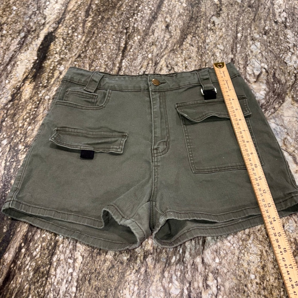 Cargo Utility High Waisted Shorts Women XL Olive Green Fashion Nova RSS20115 - Picture 2 of 8